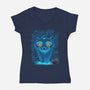 Blue Demon Cat-Womens-V-Neck-Tee-rmatix