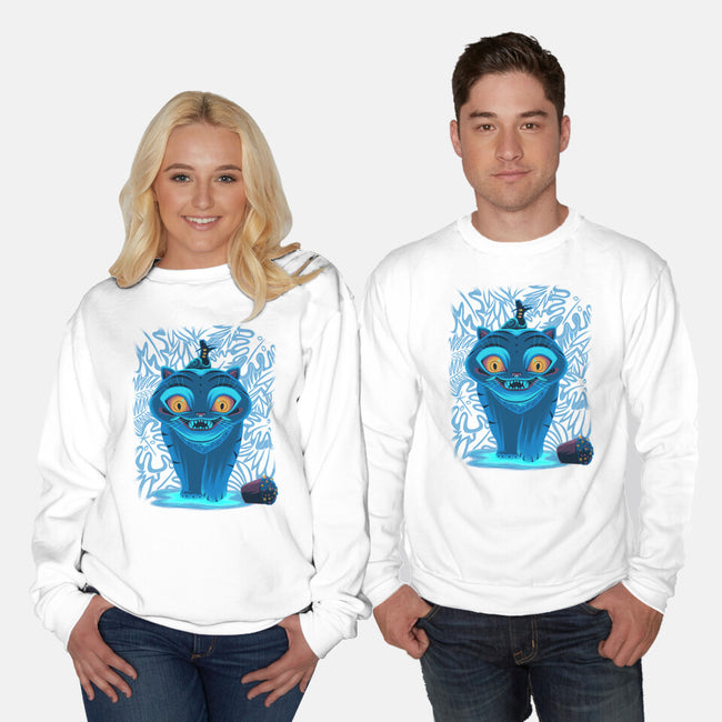 Blue Demon Cat-Unisex-Crew Neck-Sweatshirt-rmatix