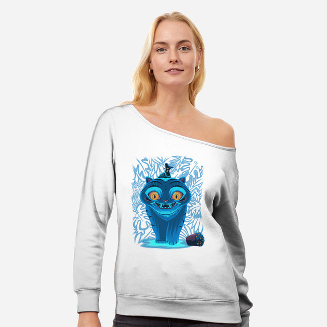Blue Demon Cat-Womens-Off Shoulder-Sweatshirt-rmatix