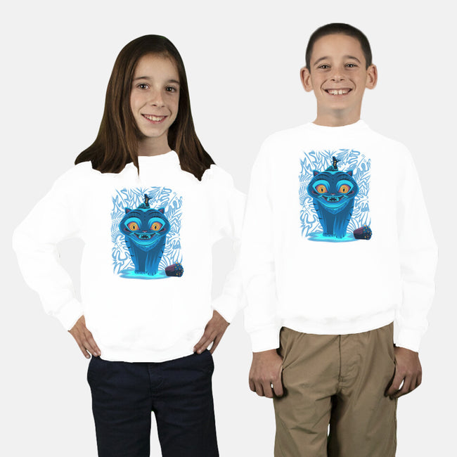 Blue Demon Cat-Youth-Crew Neck-Sweatshirt-rmatix