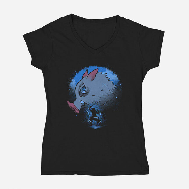 The Beast Breather-Womens-V-Neck-Tee-grevalra