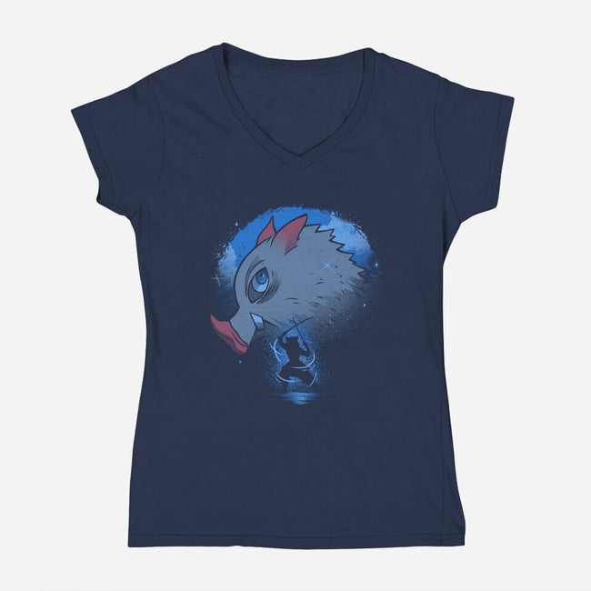 The Beast Breather-Womens-V-Neck-Tee-grevalra