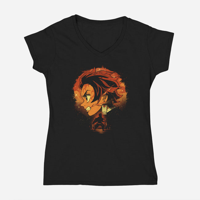 The Sun Breather-Womens-V-Neck-Tee-grevalra