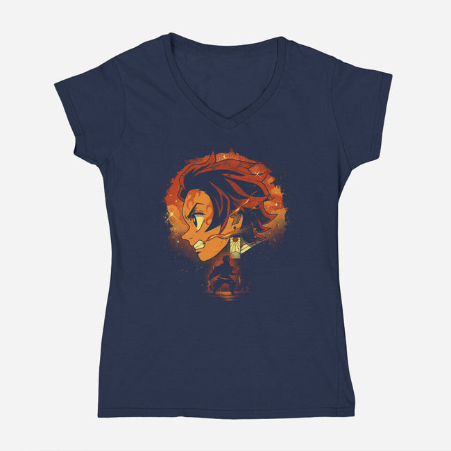 The Sun Breather-Womens-V-Neck-Tee-grevalra