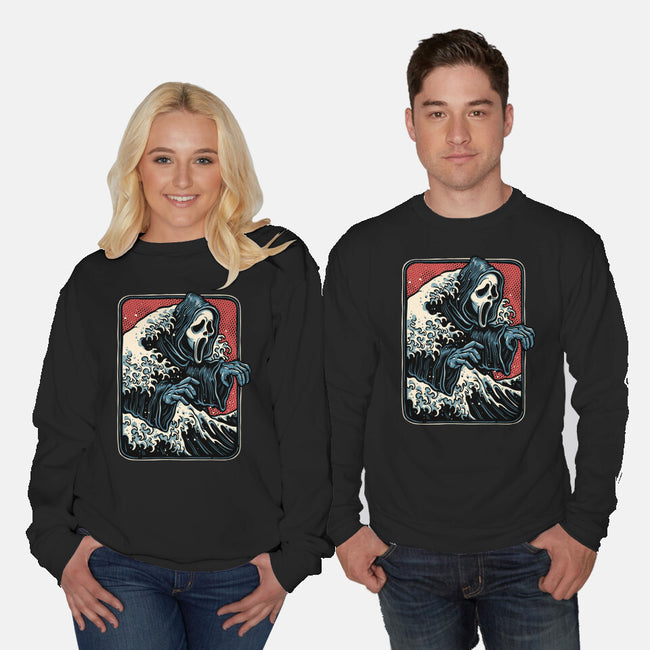 Ghost Wave-Unisex-Crew Neck-Sweatshirt-glitchygorilla