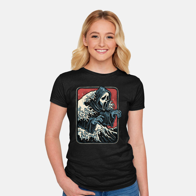 Ghost Wave-Womens-Fitted-Tee-glitchygorilla