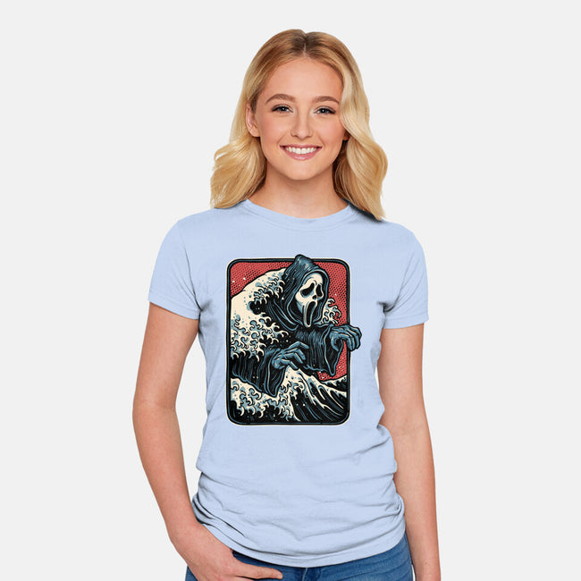 Ghost Wave-Womens-Fitted-Tee-glitchygorilla