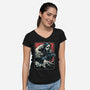 Ghost Wave-Womens-V-Neck-Tee-glitchygorilla