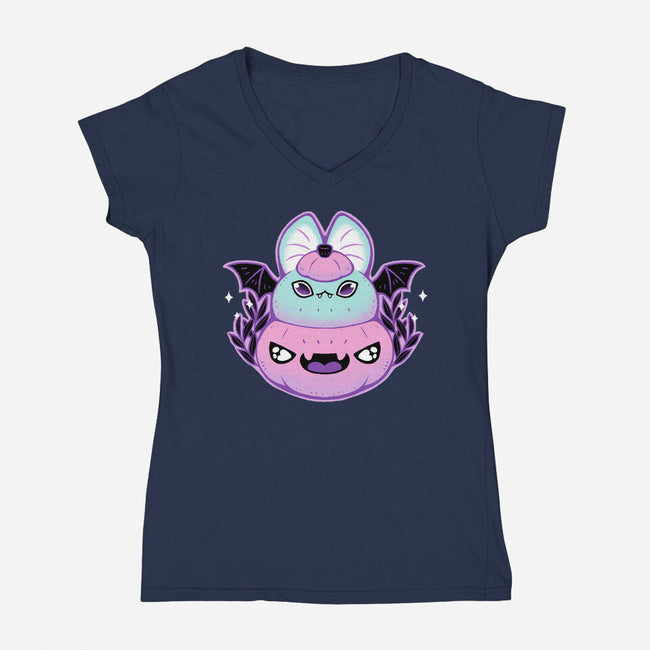 Halloween Pastel Goth Bat-Womens-V-Neck-Tee-xMorfina