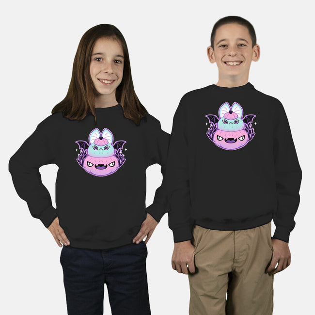 Halloween Pastel Goth Bat-Youth-Crew Neck-Sweatshirt-xMorfina