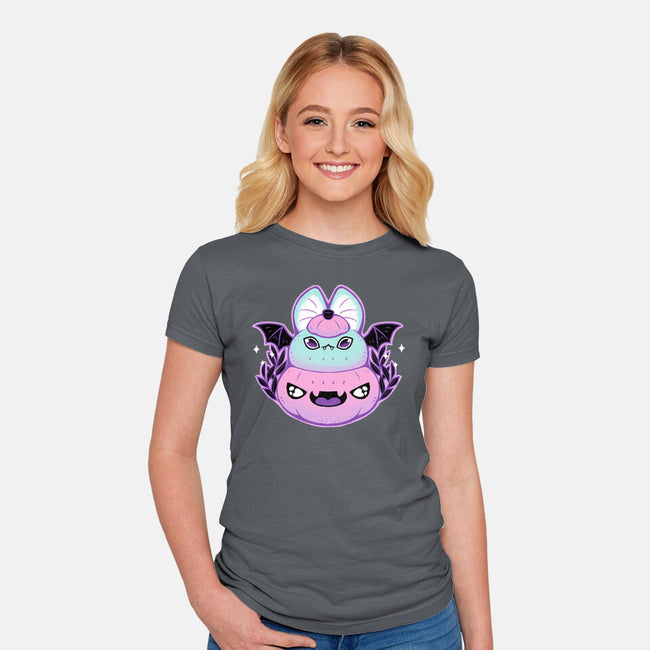 Halloween Pastel Goth Bat-Womens-Fitted-Tee-xMorfina