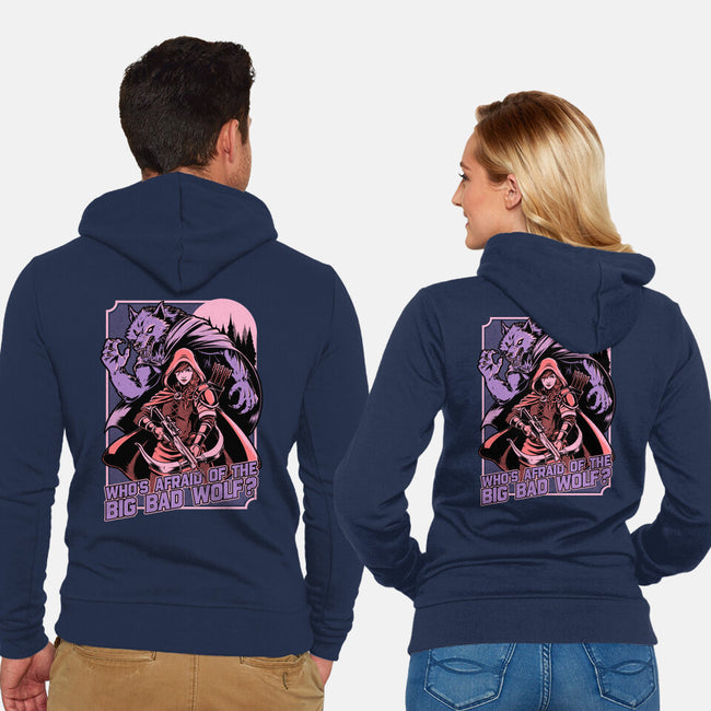 Redhood Wolf Hunter-Unisex-Zip-Up-Sweatshirt-Studio Mootant