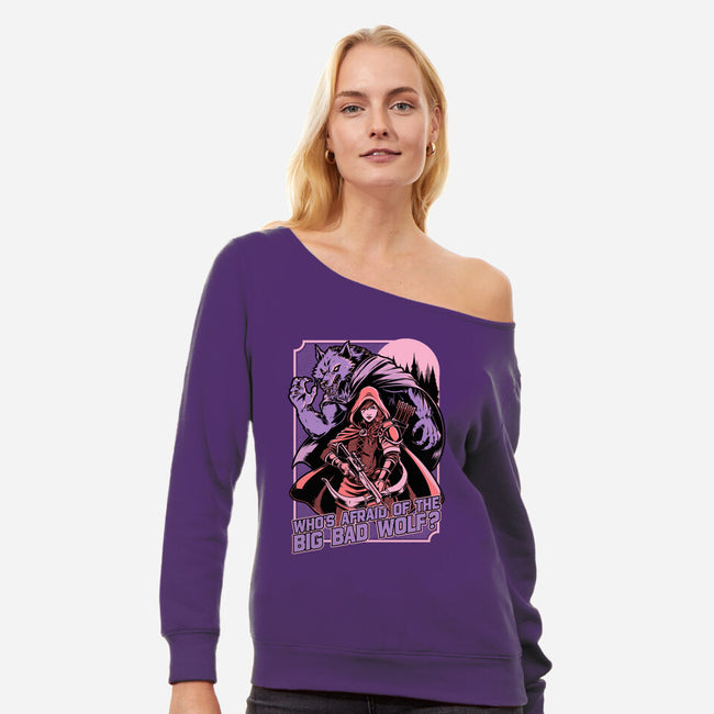 Redhood Wolf Hunter-Womens-Off Shoulder-Sweatshirt-Studio Mootant
