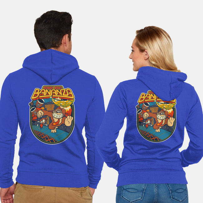 DK Bananza Retro Poster-Unisex-Zip-Up-Sweatshirt-raffaus