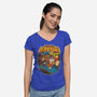 DK Bananza Retro Poster-Womens-V-Neck-Tee-raffaus