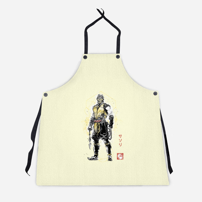 Specter Of Shirai Ryu Sumi-e-Unisex-Kitchen-Apron-Astrobot Invention