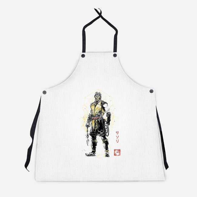 Specter Of Shirai Ryu Sumi-e-Unisex-Kitchen-Apron-Astrobot Invention