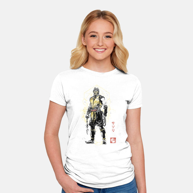 Specter Of Shirai Ryu Sumi-e-Womens-Fitted-Tee-Astrobot Invention