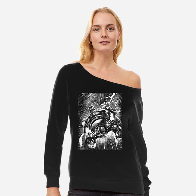 Giant Under The Rain-Womens-Off Shoulder-Sweatshirt-zascanauta