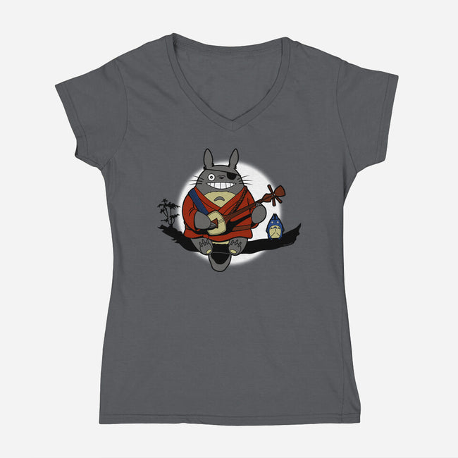 My Neighbor & The Two Strings-Womens-V-Neck-Tee-Boggs Nicolas