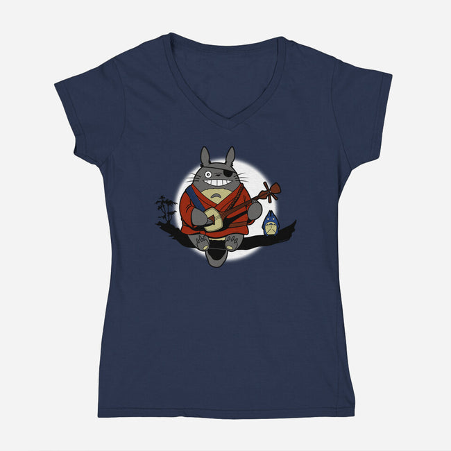My Neighbor & The Two Strings-Womens-V-Neck-Tee-Boggs Nicolas