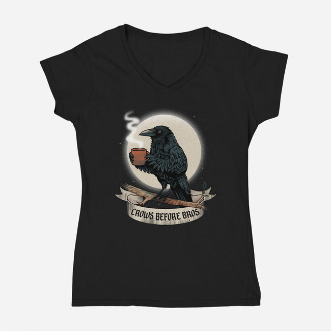 Crows Before Bros Night Time-Womens-V-Neck-Tee-dandingeroz