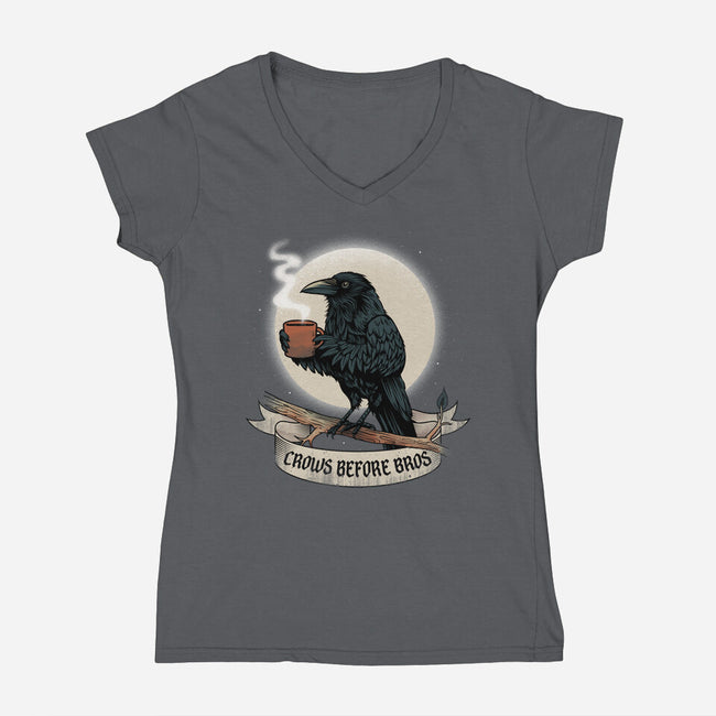 Crows Before Bros Night Time-Womens-V-Neck-Tee-dandingeroz