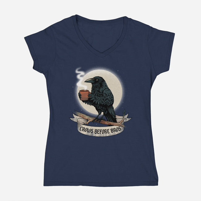 Crows Before Bros Night Time-Womens-V-Neck-Tee-dandingeroz