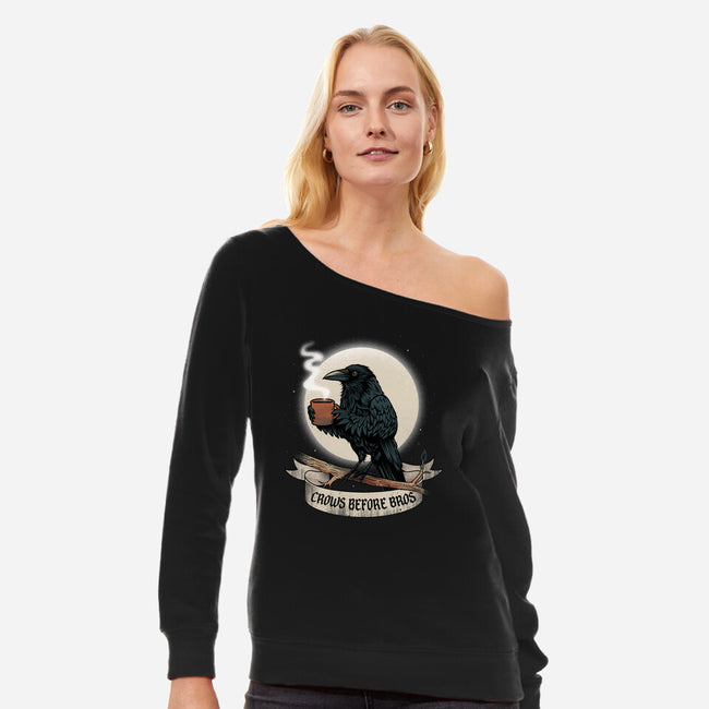 Crows Before Bros Night Time-Womens-Off Shoulder-Sweatshirt-dandingeroz
