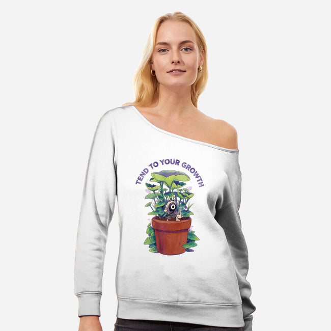 Tend To Your Growth-Womens-Off Shoulder-Sweatshirt-Bruno Mota