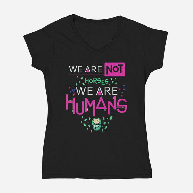 We Are Humans-Womens-V-Neck-Tee-Geekydog