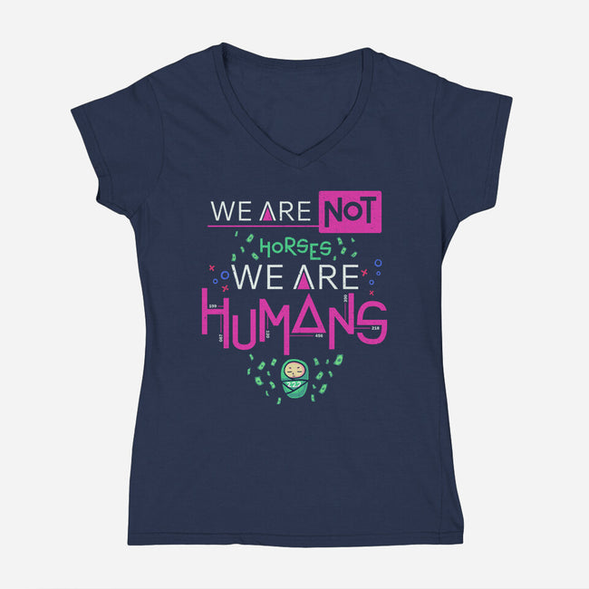 We Are Humans-Womens-V-Neck-Tee-Geekydog