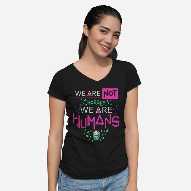 We Are Humans-Womens-V-Neck-Tee-Geekydog