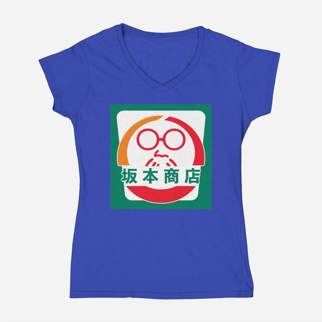 Sakamoto Convenience Store-Womens-V-Neck-Tee-Wookie Mike