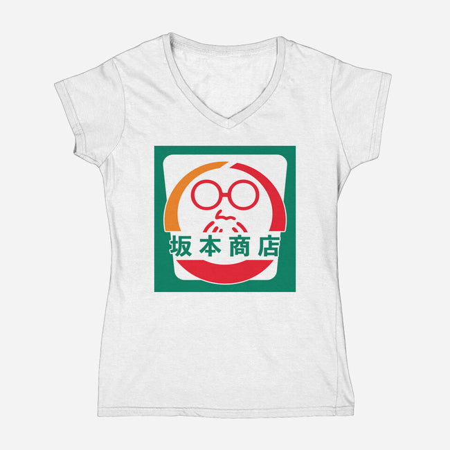 Sakamoto Convenience Store-Womens-V-Neck-Tee-Wookie Mike