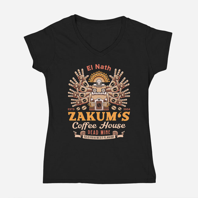 Zakum Coffee Emblem-Womens-V-Neck-Tee-LAGELANTEE