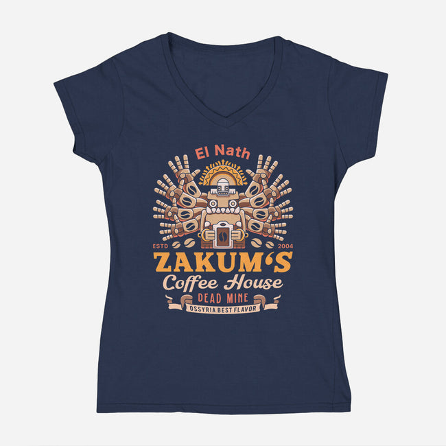 Zakum Coffee Emblem-Womens-V-Neck-Tee-LAGELANTEE