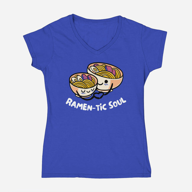 Ramen-tic Soul-Womens-V-Neck-Tee-FunkVampire