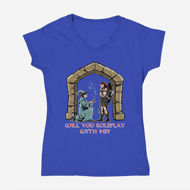 Crit Or Fumble-Womens-V-Neck-Tee-zascanauta