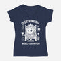 Overthinking World Champion-Womens-V-Neck-Tee-fanfabio