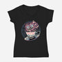 Mad Tea Cup-Womens-V-Neck-Tee-glitchygorilla