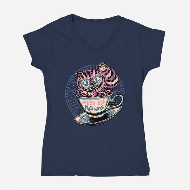 Mad Tea Cup-Womens-V-Neck-Tee-glitchygorilla