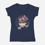 Mad Tea Cup-Womens-V-Neck-Tee-glitchygorilla