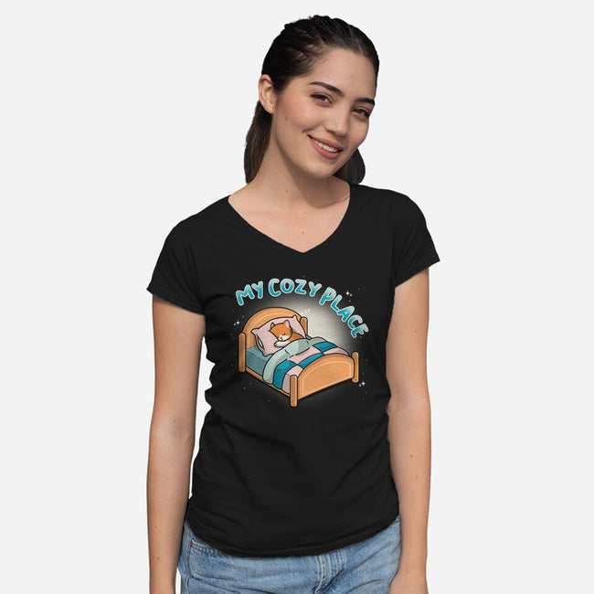 My Cozy Place-Womens-V-Neck-Tee-Freecheese