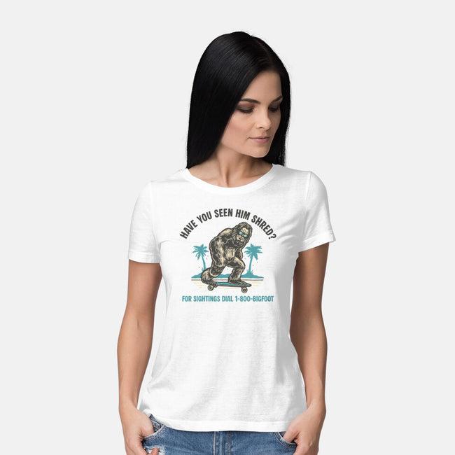 Have You Seen Him Shred-Womens-Basic-Tee-glitchygorilla