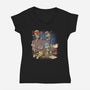 Cowabunga Couch Party-Womens-V-Neck-Tee-Popnotic