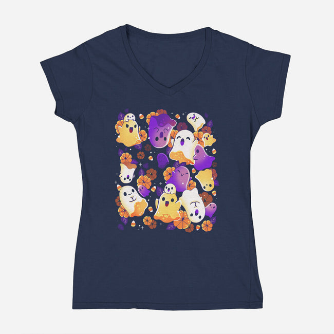 Ghost Autumn-Womens-V-Neck-Tee-Vallina84