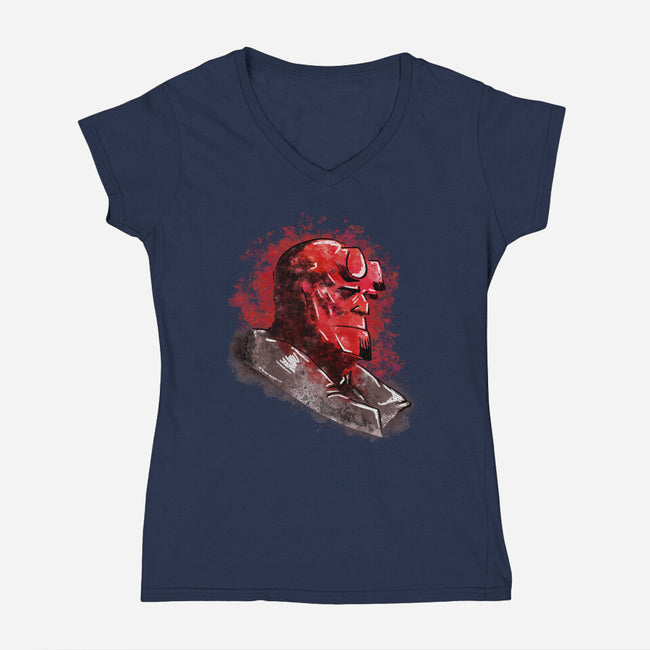 Hell Splash-Womens-V-Neck-Tee-nickzzarto