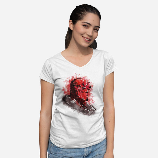 Hell Splash-Womens-V-Neck-Tee-nickzzarto