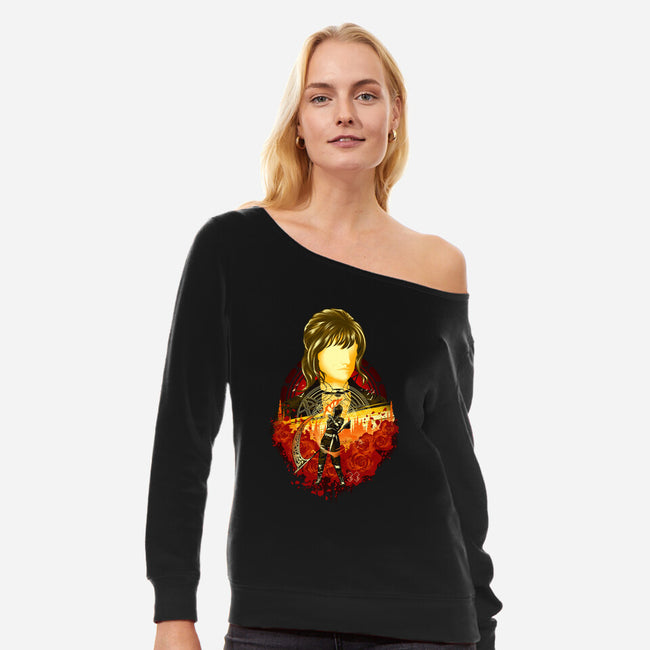 The Stranger Expeditioner-Womens-Off Shoulder-Sweatshirt-hypertwenty